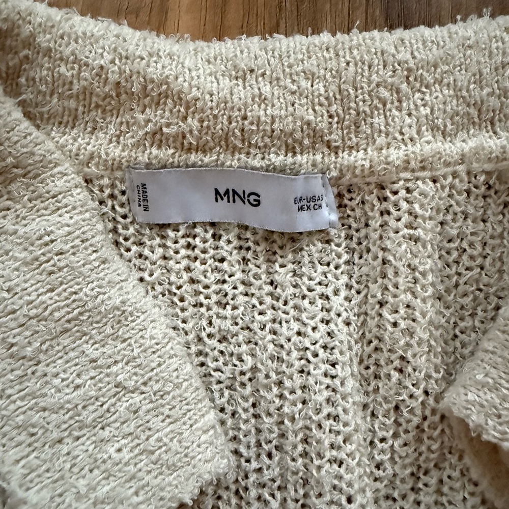 Mango Cream Collared Button-Front Knit Cardigan - Picture 4 of 5